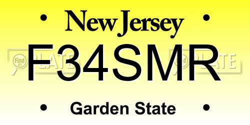 F34SMR New Jersey License Plate