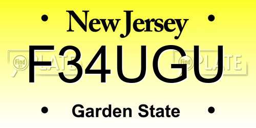 F34UGU New Jersey License Plate