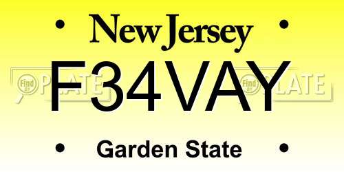 F34VAY New Jersey License Plate