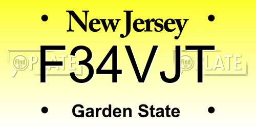 F34VJT New Jersey License Plate
