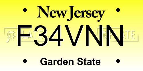 F34VNN New Jersey License Plate