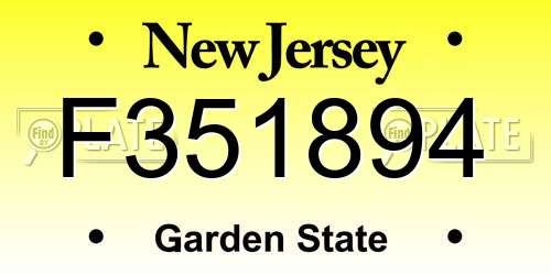 F351894 New Jersey License Plate
