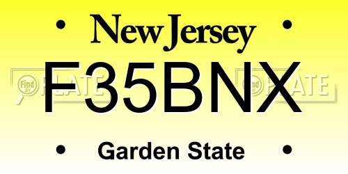 F35BNX New Jersey License Plate