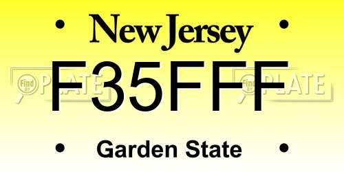 F35FFF New Jersey License Plate