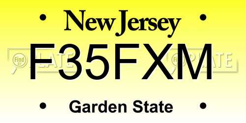 F35FXM New Jersey License Plate