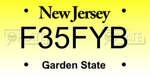 F35FYB New Jersey License Plate