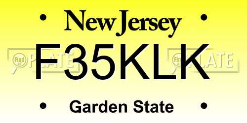 F35KLK New Jersey License Plate
