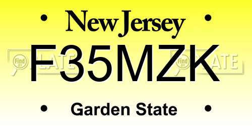 F35MZK New Jersey License Plate