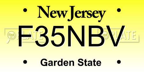 F35NBV New Jersey License Plate