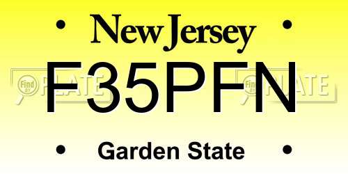 F35PFN New Jersey License Plate