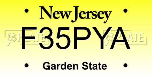 F35PYA New Jersey License Plate