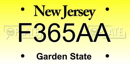 F365AA New Jersey License Plate