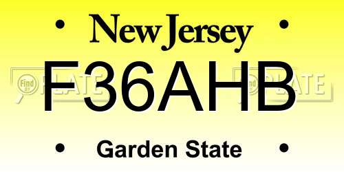 F36AHB New Jersey License Plate