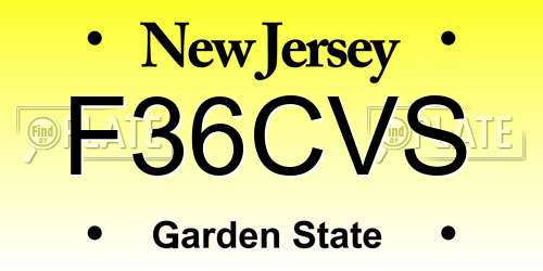 F36CVS New Jersey License Plate