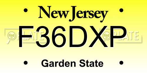F36DXP New Jersey License Plate