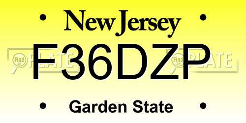 F36DZP New Jersey License Plate
