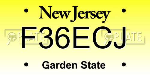 F36ECJ New Jersey License Plate