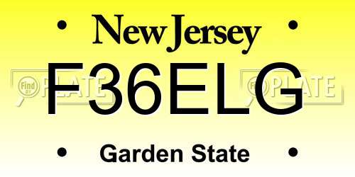 F36ELG New Jersey License Plate