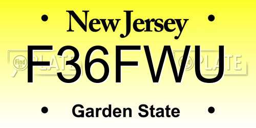 F36FWU New Jersey License Plate