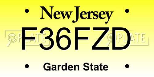 F36FZD New Jersey License Plate
