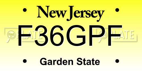 F36GPF New Jersey License Plate