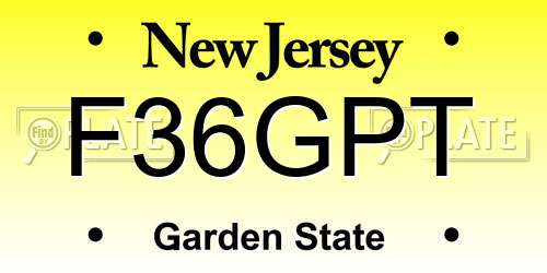 F36GPT New Jersey License Plate