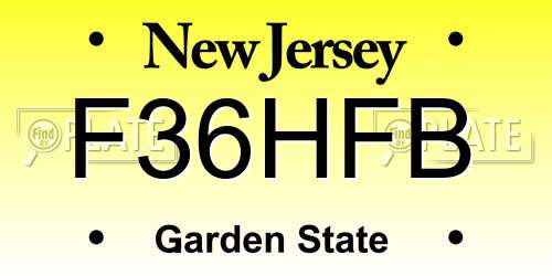 F36HFB New Jersey License Plate