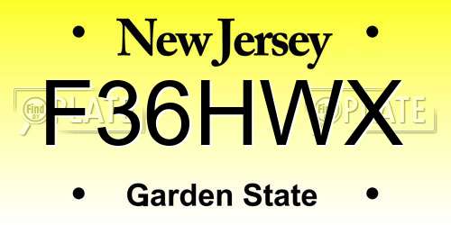 F36HWX New Jersey License Plate
