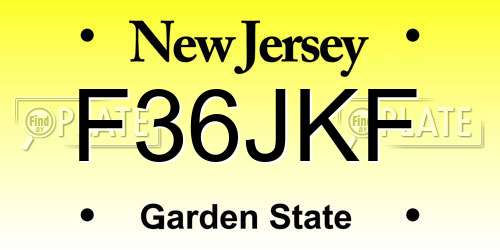 F36JKF New Jersey License Plate