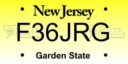 F36JRG New Jersey License Plate