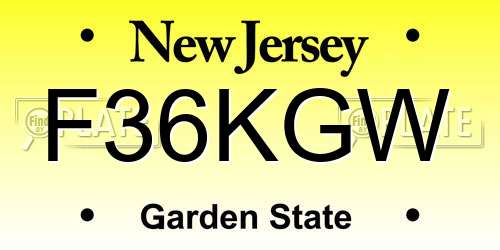 F36KGW New Jersey License Plate