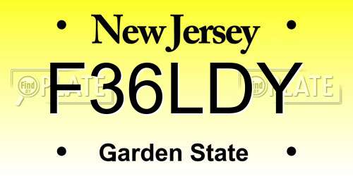 F36LDY New Jersey License Plate