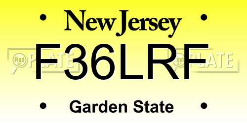 F36LRF New Jersey License Plate