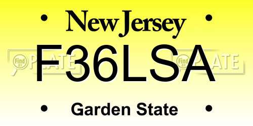 F36LSA New Jersey License Plate