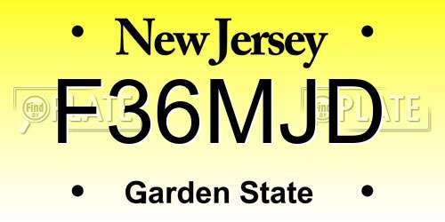 F36MJD New Jersey License Plate