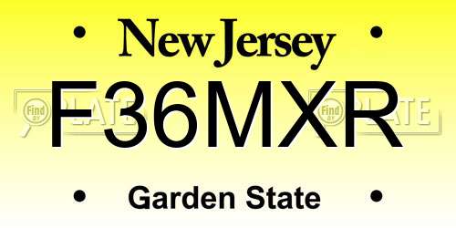 F36MXR New Jersey License Plate