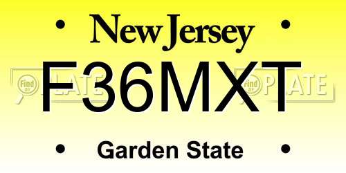 F36MXT New Jersey License Plate