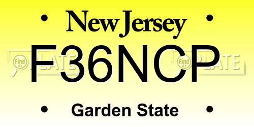 F36NCP New Jersey License Plate