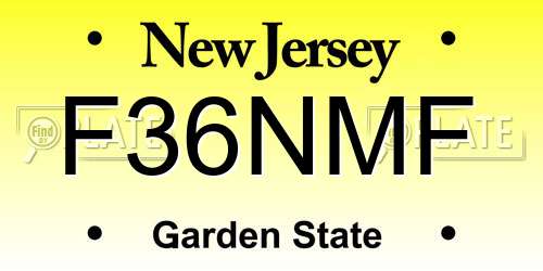 F36NMF New Jersey License Plate