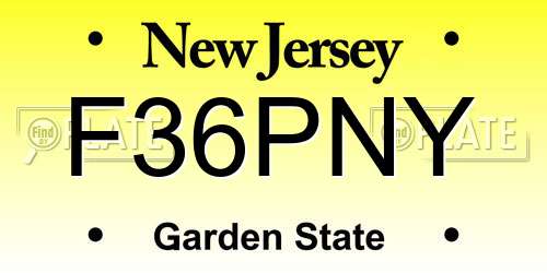 F36PNY New Jersey License Plate