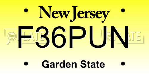 F36PUN New Jersey License Plate