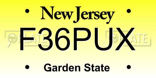 F36PUX New Jersey License Plate