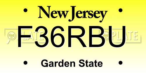 F36RBU New Jersey License Plate