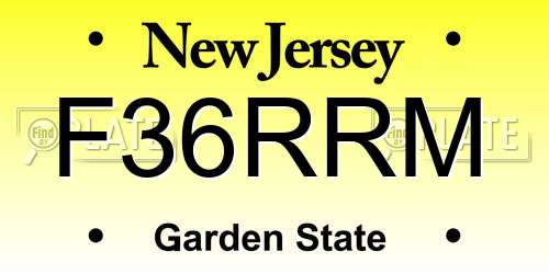 F36RRM New Jersey License Plate