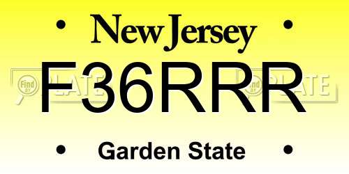 F36RRR New Jersey License Plate