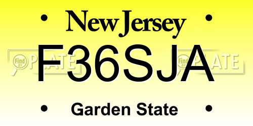 F36SJA New Jersey License Plate