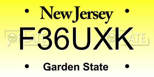 F36UXK New Jersey License Plate