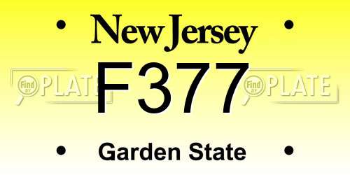 F377 New Jersey License Plate