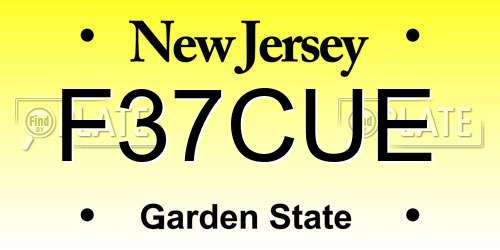 F37CUE New Jersey License Plate