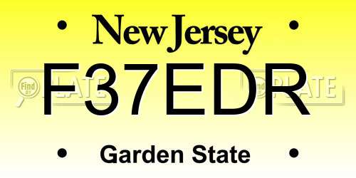 F37EDR New Jersey License Plate